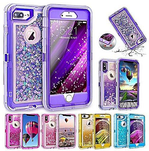 Generic For IPhone 8 8 Plus Case Quicksand 3D Glitter Bling Sparkle Flowing Liquid Transparent Hybrid Shockproof Bumper TPU Silicone Core Case Cover--LG Stylus 2 LS775--Silver