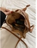 OZGI-Drawstring Straw Bucket Bag Golden Joint Handle Tote Purse Pu Leather Strap Crossbody Shoulder Bag