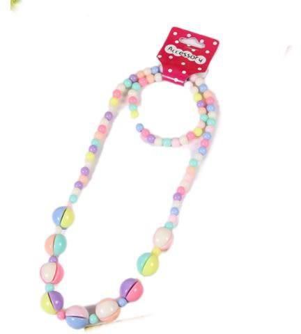 Girl's Candy Ball Bracelet And Necklace Set -  2 In 1 - Multicolor