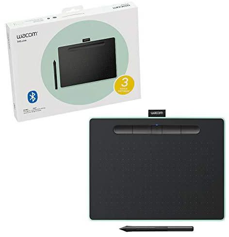 Wacom Intuos Wireless Graphic Tablet with 3 Bonus Software Included, 10.4" X 7.8", Black with Pistachio Accent (CTL6100WLE0)