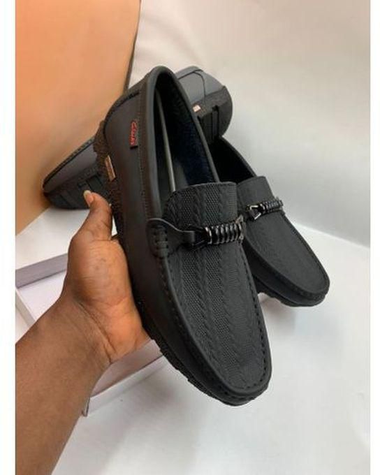Clarks High Sole Men's New Design Fashion Loafers Shoe-Black