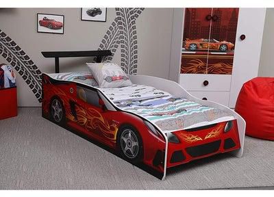 سرير فير تشايلد بتصميم على شكل سيارة للأطفال أحمر/ أسود 213x67x94سم