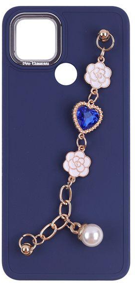 OPPO A15 - Colored Silicone Cover With Flowers And Heart Stone In A Chain