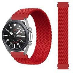 Braided Solo Loop Band Strap For Samsung Galaxy Watch 46mm / Huawei GT2 / Gear S3 Frontier and Classic / Honor Magic 2 / Fossil - 22mm- Red