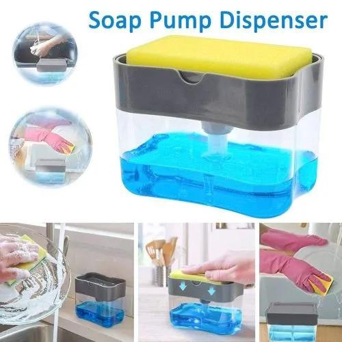Soap Dispenser Soap Pump Soap Dish Soap Pump DispenserMultifunctional design, combines sponge, tray and dispenser, saving time and effort, reduce excessflowing back to the containe