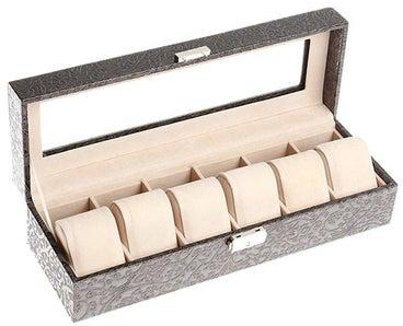 6 Piece Synthetic Leather Watch Organizer Case band-002298