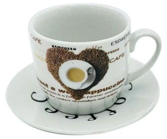 12-Piece Coffee Cup And Saucer Set White/Brown/Black 8x9cm