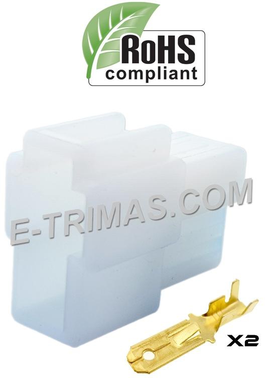 E-trimas 2 Way Male Pin Car Electrical Terminal Block Multi Connector Plug Socket Kit