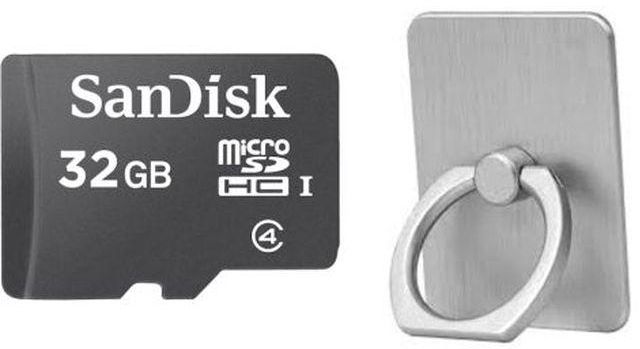 Sandisk Memory Card - 32GB - Silver With Free Phone Ring
