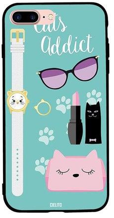 Protective Case Cover For Apple iPhone 7 Plus Cats Addict Girl