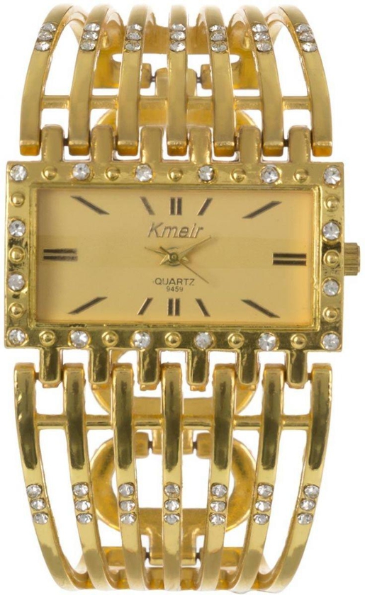 Kmeir Inlaid Casual Fashion Analog Watch For Women Stainless Stel Band - Gold Color
