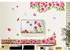 Flowers And Butterfly Wall Sticker Pink/Brown/Green 90x60centimeter