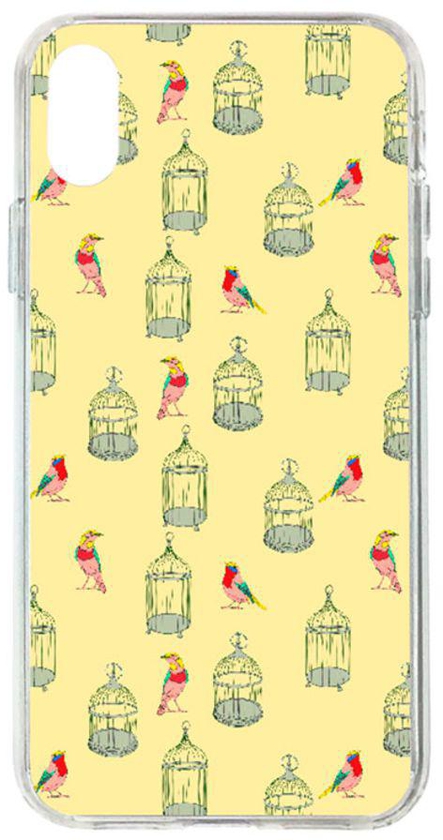 Flexible Hard Shell Case Cover For Apple iPhone X Trends - Birds And Cages 01