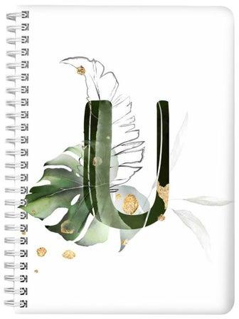 A5 Letter U Printed Spiral Bound Notebook White/Green