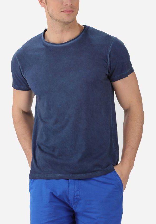 Ravin Wash Effect T-Shirt-Navy Blue