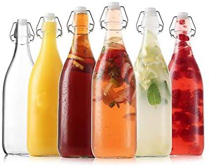 FUFU 6Pack 32oz Flip Top Glass Bottle 1 Liter Swing Top Bottles with Airtight Seal Flip Caps for Kombucha, Beverages, Oil, Vinegar, Water, Soda, Kefir