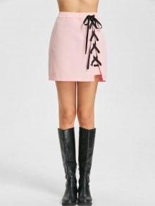 Two Tone Lace Up Skirt