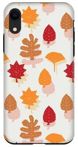 غطاء حماية واقٍ بطبعة خربشات الخريف لأبل آيفون XR برتقالي / أحمر