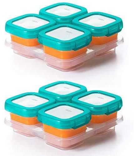 OXO TOT Baby Blocks Food Storage Containers, Teal, 4 Ounce - Set of 2