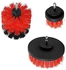 Electric Plastic Round Drill Nylon Cleaning Brush Power Scrubber Kit For Carpet Glass Car Tires (Red, Set of 3 Pieces)