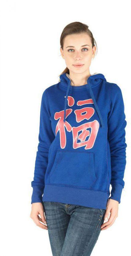 Ravin Women Royal Blue Cotton/Polyester Hooded Sweatshirt With Front Prints