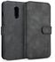 DG.MING Retro Oil Side Horizontal Flip Case For OnePlus 7, With Holder & Card Slots & Wallet (Black)