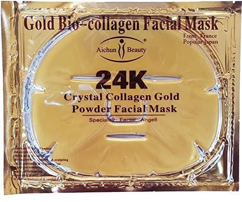 قناع وجه فاخر من الذهب عيار 24 قيراط بالكولاجين الحيوي (5 قطع)