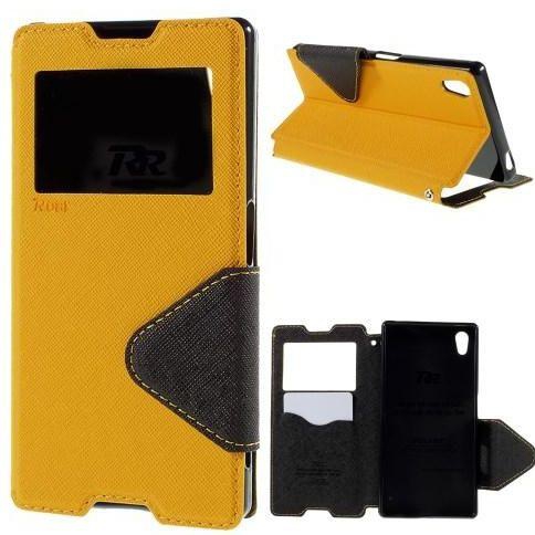 Roar Diary View Leather Case Stand Card Holder for Sony Xperia Z5 / Z5 Dual  - Yellow