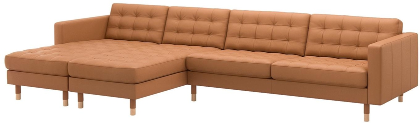 LANDSKRONA 5-seat sofa - with chaise longues/Grann/Bomstad golden-brown/wood