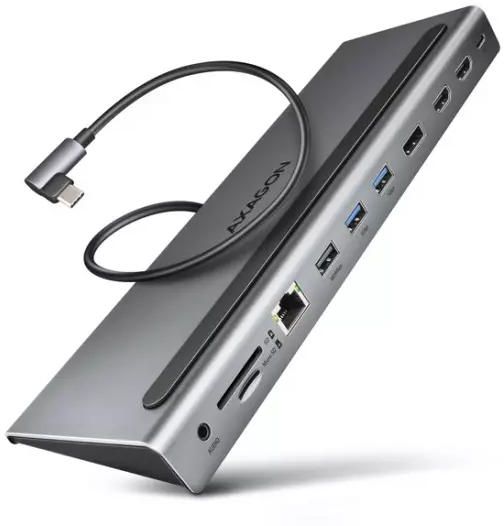 AXAGON HMC-4KX3 USB 5Gbps hub, 3x USB-A, 2x HDMI, DP, RJ-45, SD/microSD, audio, PD 100W, cable 40cm | Gear-up.me
