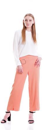 Solid Color Side Zip Fastening Straight Pants - Size: S (Salmon Color)
