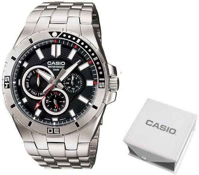 Watch for Men by Casio , Analog , Chronograph , Stainless Steel , Silver , MTD-1060D-1AV