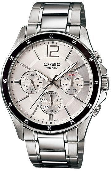 Watch for Men by Casio , Analog , Chronograph , Stainless Steel , Silver , MTP-1374D-7AV