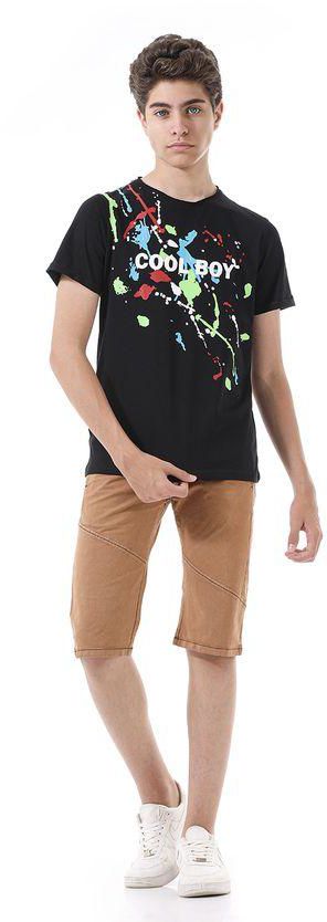 Ktk Black T-Shirt Short Sleeve With Print For Boys