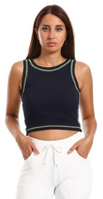 Belle Sleevles With Lime Green Details Tank Top - Navy Blue