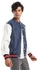 White Rabbit Colorfull Denim Jacket With Back Stitched Pattern - White & Blue