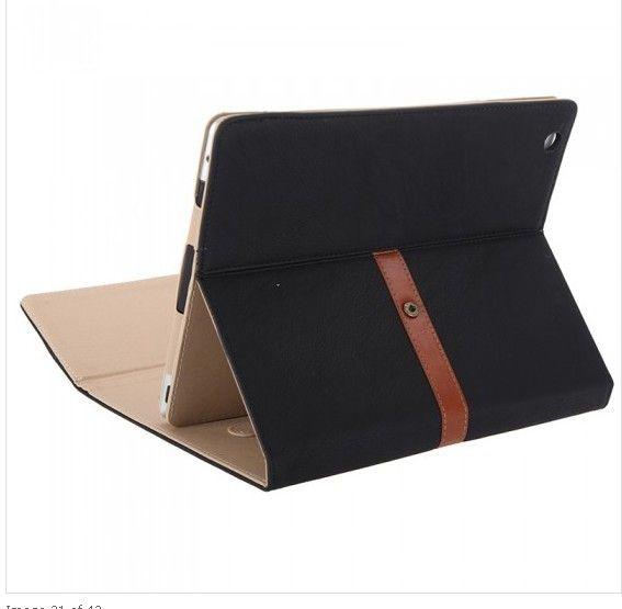 Business PU Leather Flip Smart Cover Protective Stand Case for iPad 2 3 4 Wake & Sleep Retro Buckle Press-Stud Closure [C1665 Black]