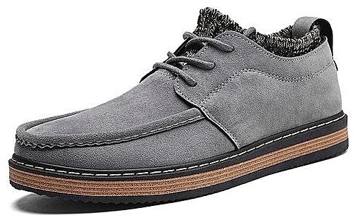 Tauntte Retro Suede Leather Shoes Men Breathable Casual Shoes (Grey)