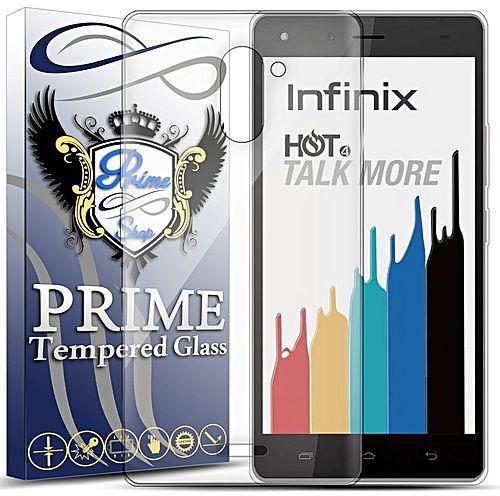 Prime Silicon Protective Cover For Infinix Hot 4 X557 - Clear Plus Hd Glass Screen Protector