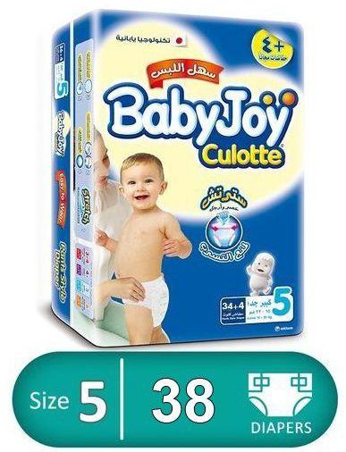 BabyJoy حفاظات جونير بابي دراي - مقاس 5 - 34 قطعة + 4 قطع مجانية