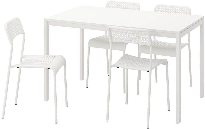 MELLTORP / ADDE طاولة و 4 كراسي - أبيض 125 سم