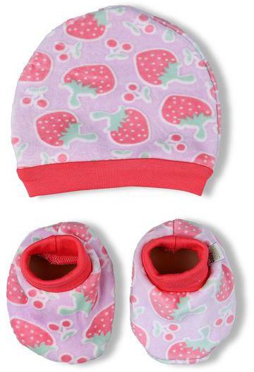 babyshoora Babies winter set hat and socks "Strawberry" - purple