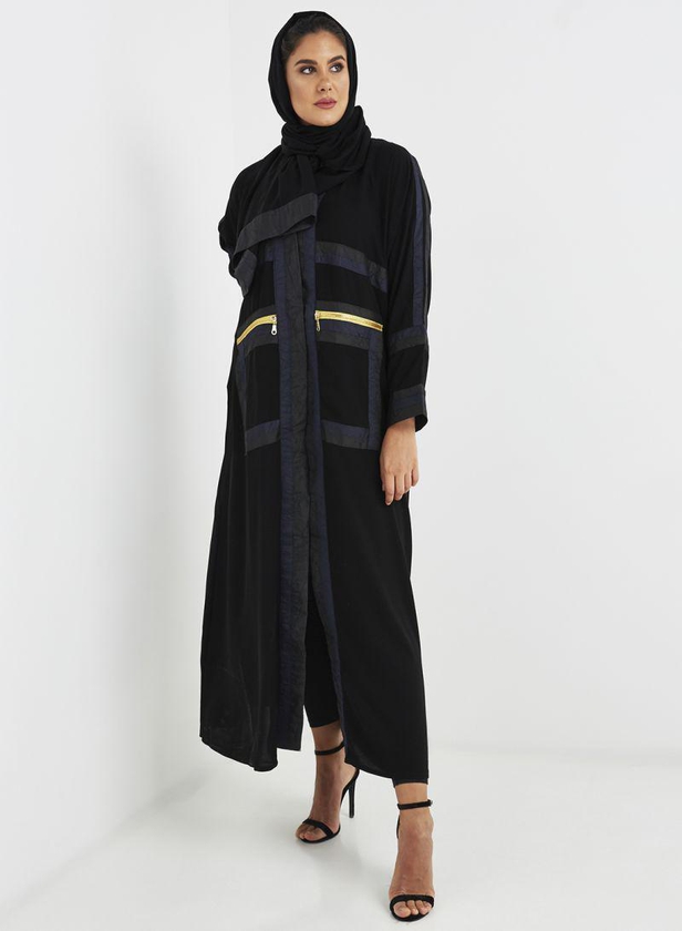 Rahaf Elegant Abaya For Women Black/Grey/Blue