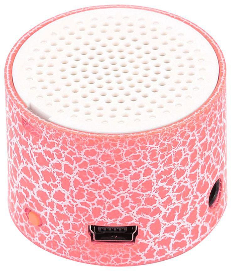 LED Portable Mini Bluetooth Speaker With TF Port Pink/White