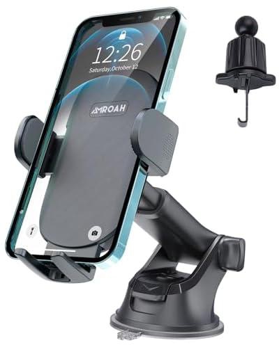 AMROAH Car Phone Mount for Auto Hands Free 360 Rotatable, Car Phone Clip Holder Universal Mobile Stand for Vehicle Dashboard Windscreen Air Vent Cell Smartphone Apple iPhone Pro Max Samsung Xiaomi