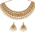 VOYLLA Round Cut CZ and Faux Pearls Brass Gold Plated Jewellery Set