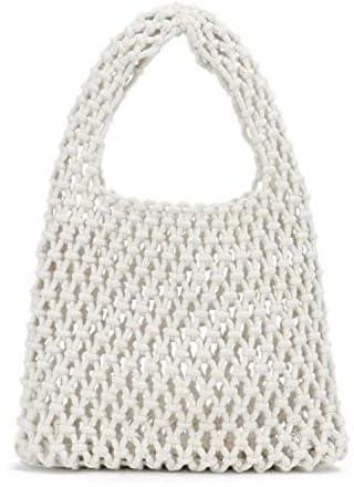 Small Crochet Tote Bag for Women Summer Mesh Woven Handbags Beach Hobo Bag