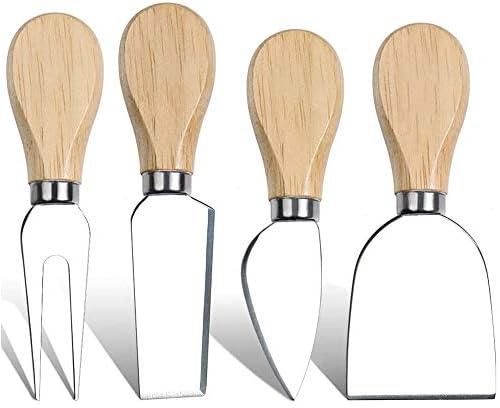 4 Pcs Set Cheese Knives with Wood Handle Steel Stainless Cheese Slicer Cheese Cutter