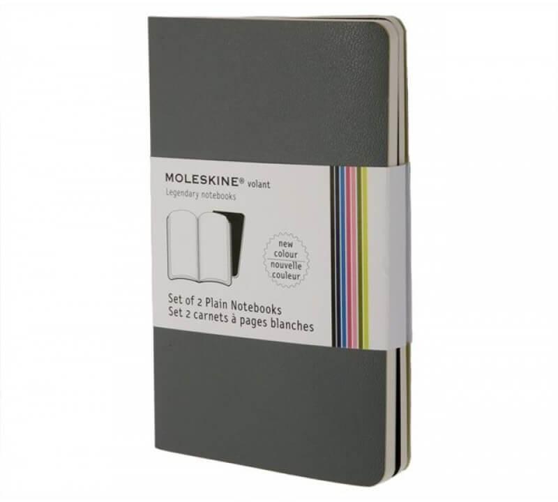 Moleskine Set of 2 Volant Large Plain Notebook, Gray [ME-QP713G]