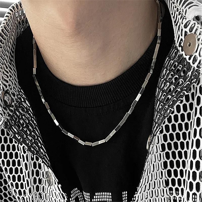 Hip hop Necklace men's fashion European American ins titanium steel Cool Accessories versatile geometric cube sports Necklace